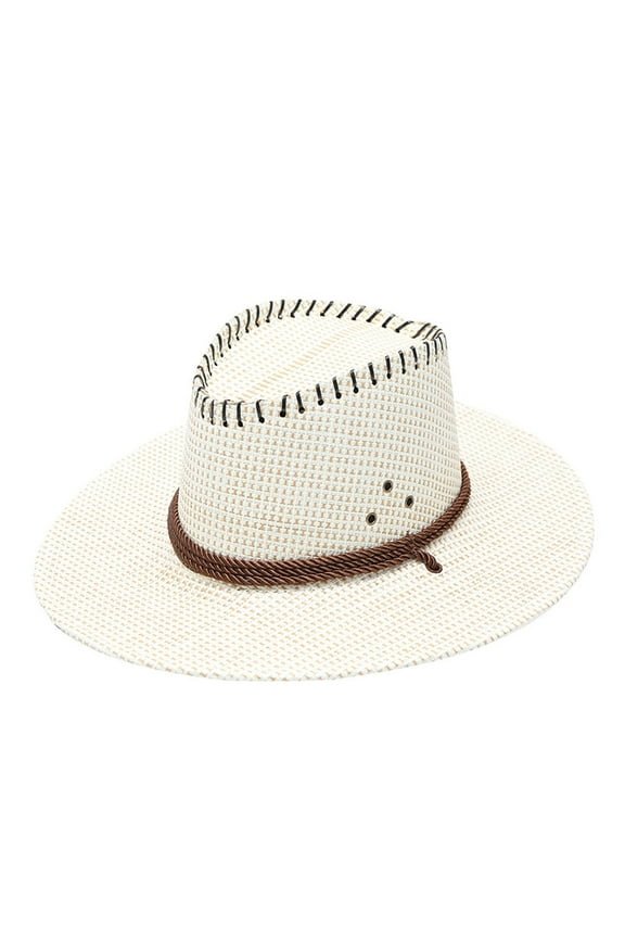 Sun Hats For Adult, Summer Outdoor Sun Protection Hat, Plaid Straw Western Cowboy Wide Brim Fishing Beach Travel Cap