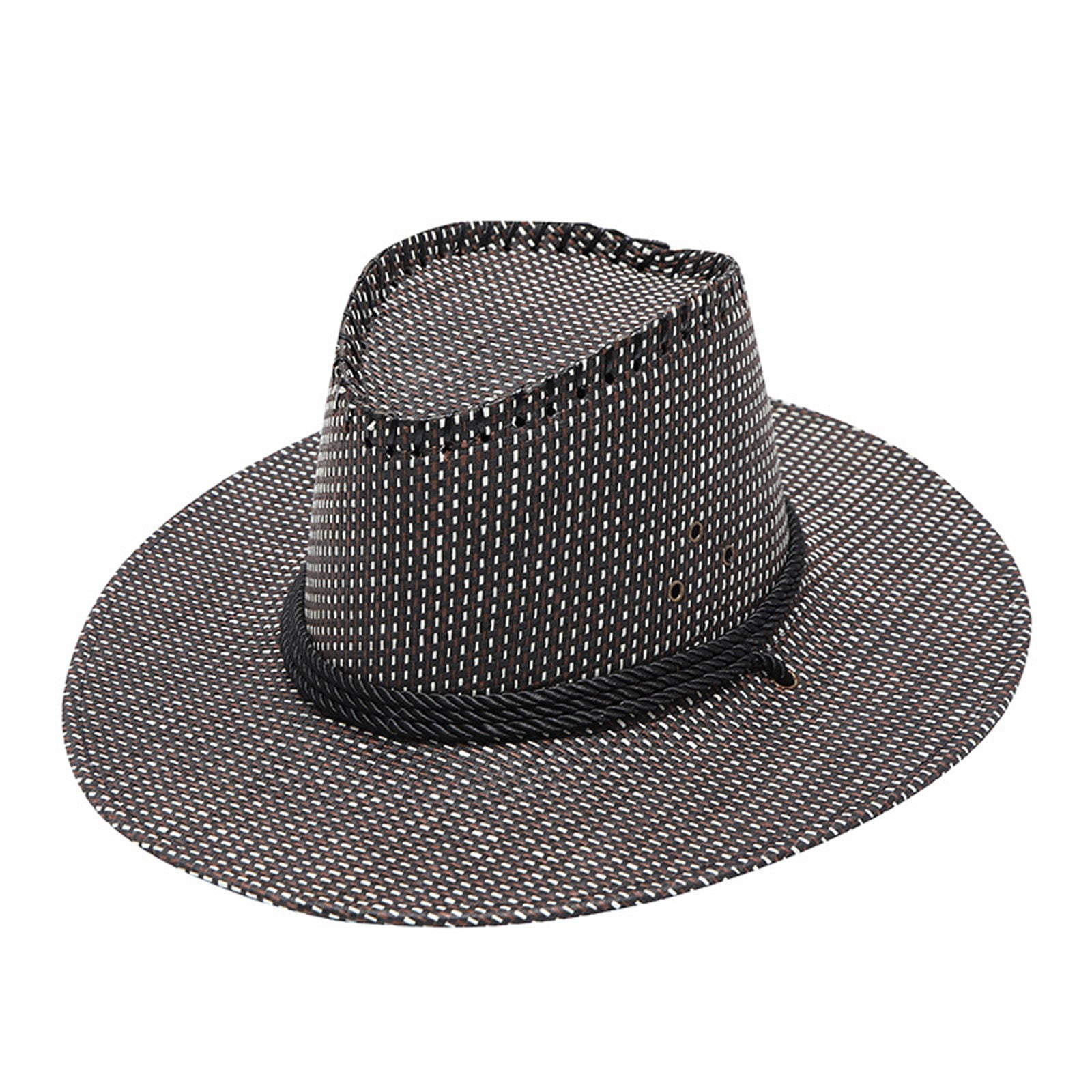 FCLoft Sun Hats For Adult, Summer Plaid Western Cowboy Hat, Flat Rim ...