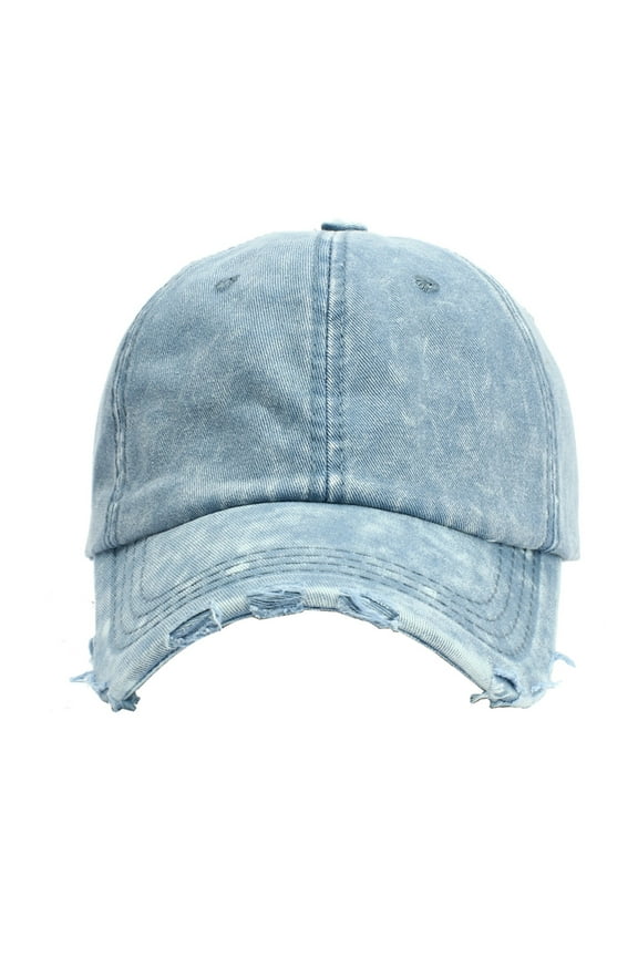 Sun Hats For Unisex, Unisex Cotton Dad Hat, Adjustable Vintage Washed Low Crown Plain Distressed Denim Baseball Cap