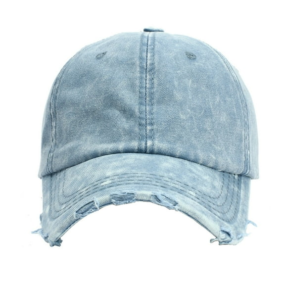 FCLoft Sun Hats For Unisex, Unisex Cotton Dad Hat, Adjustable Vintage Washed Low Crown Plain Distressed Denim Baseball Cap