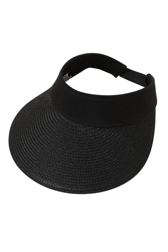 Sun Hats For Women, Summer Straw Ponytail Hat, Wide Brim UV Protection Foldable Adjustable Korean Style Beach Sun Visor