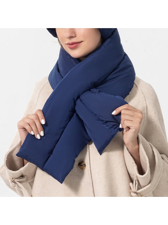 Ultra Light Waterproof Solid Color Scarf, Foldable Down Padded Windproof Winter Neck Warmer Unisex for Outdoor Cycling Hiking