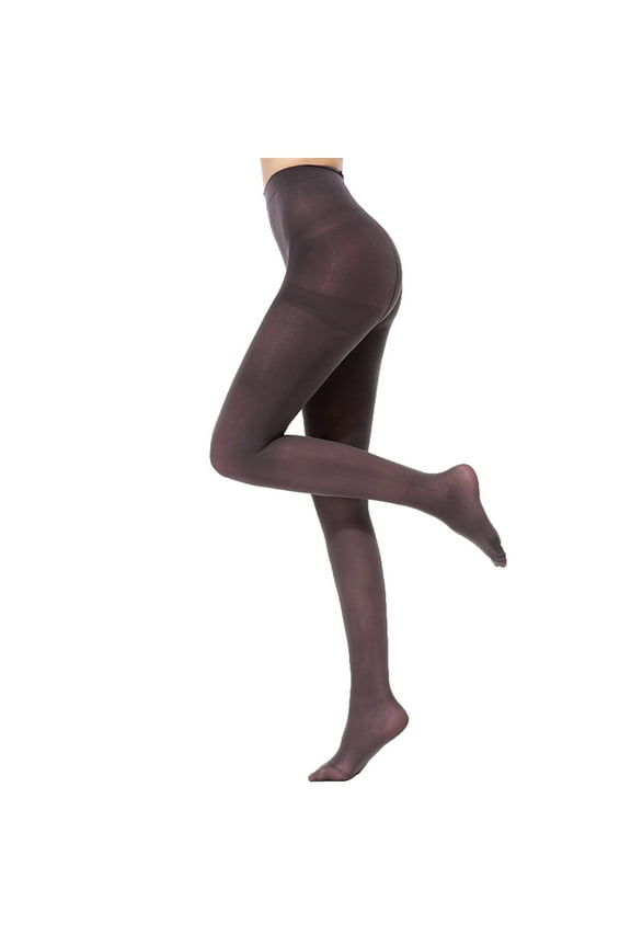 Women Comfort Stretch Control Top Tights Semi Opaque Solid Color Footed Pantyhose