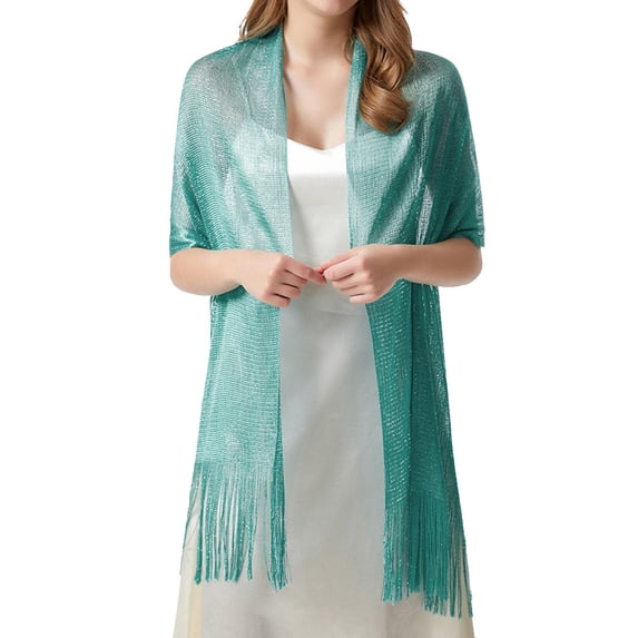 FCLoft Women Sparkling Shawl Wrap with Rhinestone Buckle, Lightweight Shimmer Shawl for Wedding Evening Party Bride Bridesmaid Dresses