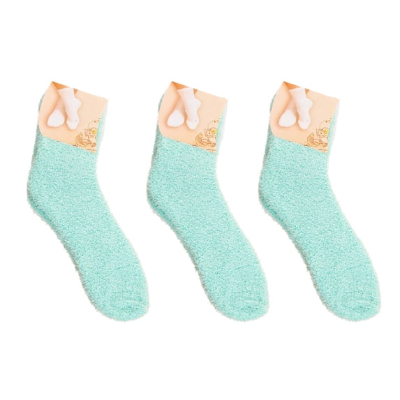 FCLoft Women's 3-Pair Microfiber Fuzzy Socks - Super Soft Feather-Light Winter Warm Slipper Crew Socks, Solid Color