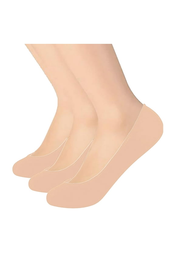 Women's 3-Pair Ultra Low Cut Socks - No Show Non-Slip Liners, Hidden Invisible Footies for Flats, Summer