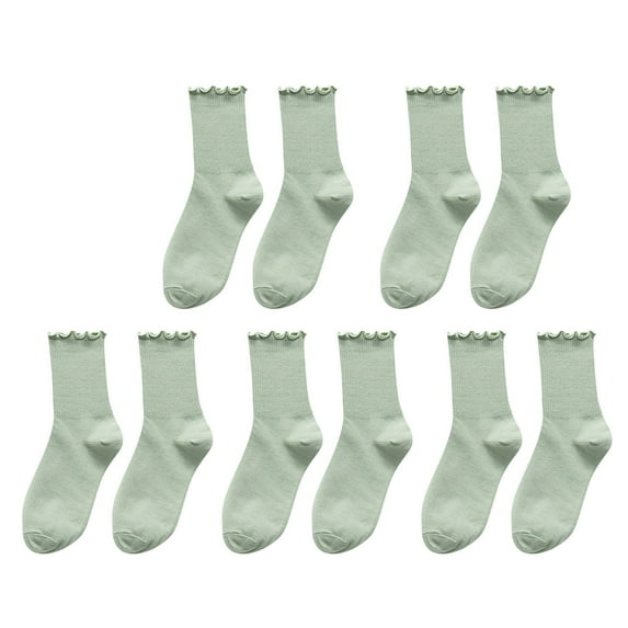 FCLoft Women's 5-Pair Solid Color Socks - Lace Ruffle Knit Casual Fashion Socks