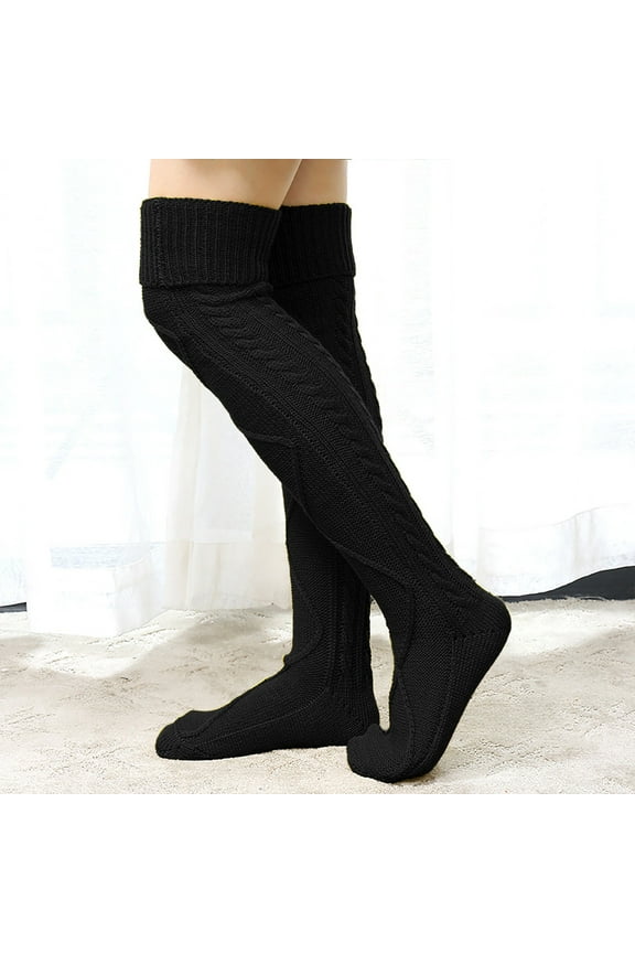 Women's Cable Knit Thigh High Socks - Extra Long Winter Boot Stockings Leg Warmers