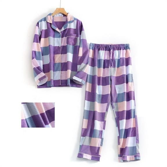 FCLoft Women's Cozy Warm Winter Pajama Set - XL-3XL Flannel Brushed Cotton, Button Top & Pants Loungewear