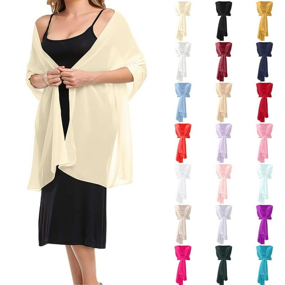 FCLoft Women's Elegant Chiffon Scarf - Soft Silky Shawl Wrap for Wedding Bridal & Evening Dresses