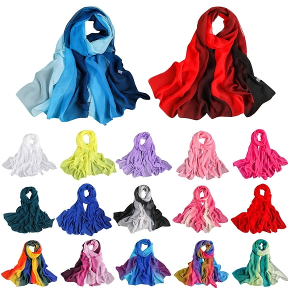 FCLoft Women's Elegant Gradient Scarf - Chiffon Sheer Lightweight Long Etiquette Decoration Scarf