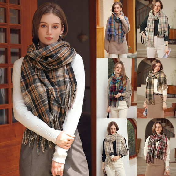 FCLoft Women's Fashion Plaid Scarf - Long Large Winter Warm Shawl Wrap, Ideal Ladies Gift