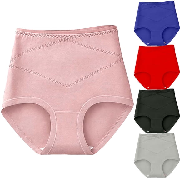 FCLoft Women's High Waist Underwear, Solid Color Cotton High Stretch Plus Size Loose Briefs, Gifts for Women