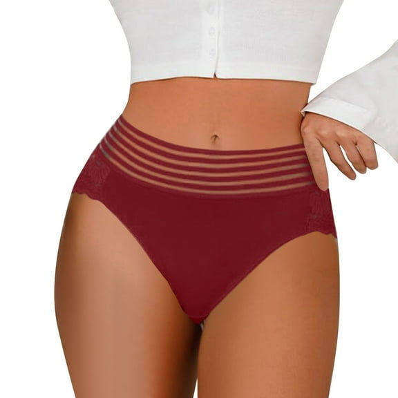 FCLoft Women's Lace Breathable Thongs Underwear Plus Size Double Belt Cheeky Panties