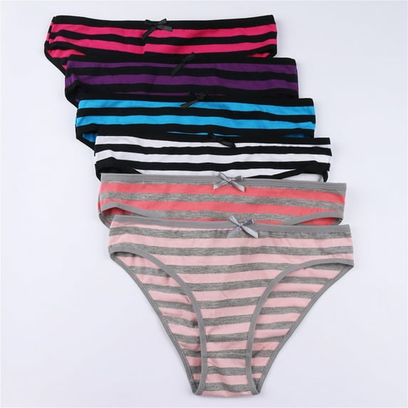 FCLoft Women's Lace Cotton Breathable Seamless Low Waist Stripe Briefs