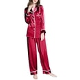 thumbnail image 1 of FCLoft Women's Long Sleeve Pajama Set - Silk-Like 2-Piece Sleepwear, Soft Lounge Pajamas, 1 of 7