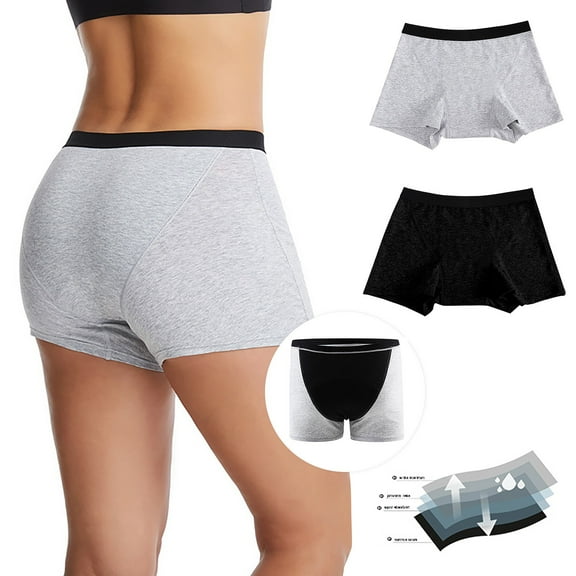 FCLoft Women's Period Boxer Underwear, Absorbent Cotton Boyshorts 1 Pack For Day & Night