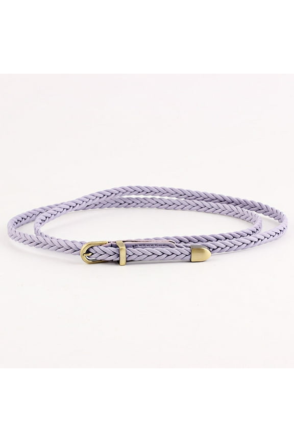 Women's Pin Buckle Braided Belt - PU Leather Skinny Woven, for Jeans, Pants & Dress Waist