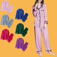 thumbnail image 1 of FCLoft Women's Satin Pajama Set - Pink Classic Button Down Long Pjs, 2-Piece Sleepwear, 1 of 8