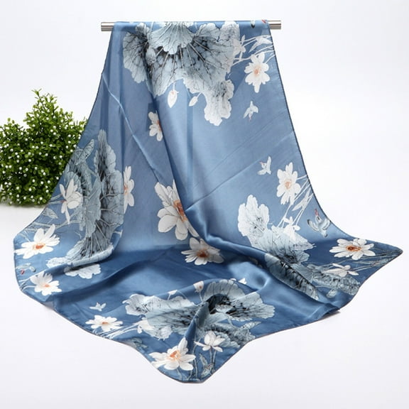 FCLoft Women's Silk-Like Chiffon Scarf - Printed Lightweight Sunscreen Shawl Headband 2-in-1 Gift Scarf