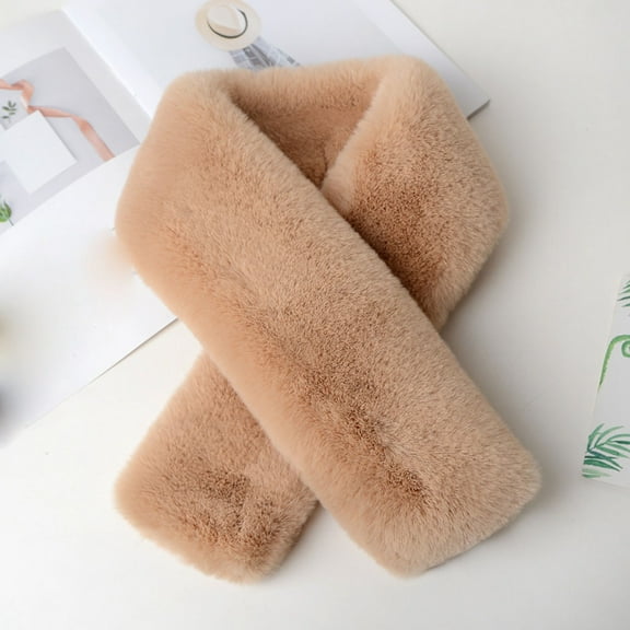 FCLoft Women's Simple Faux Fur Collar Scarf - Thickened Lengthened Plush Warm Neck Warmer for Winter