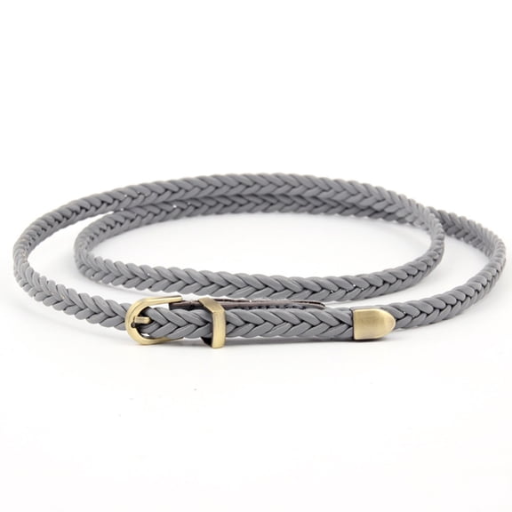 FCLoft Women's Skinny Braided Belt - Woven Design, Pin Buckle, Casual Waist Belt for Dresses