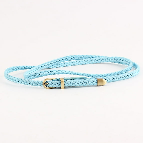 FCLoft Women's Thin Woven Belt - Korean Retro Decorative Style, Pin Buckle for Daily Outfits