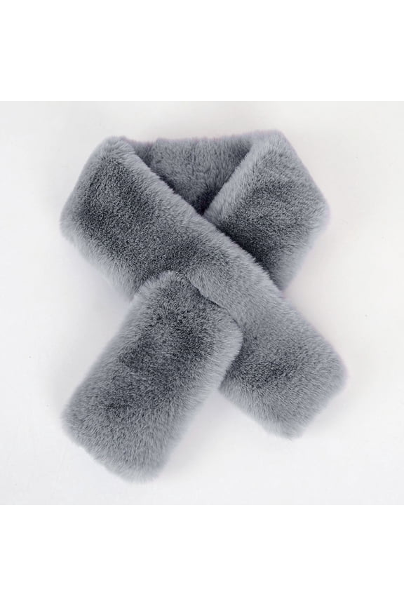 Women's Winter Neck Warmer - Faux Fur Fluffy Pull-Through Fur Collar Rectangle Scarf