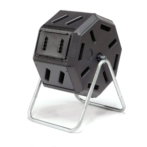 FCMP Outdoor 22.5 Gallon Tumbling Composter Bin with Aeration Holes, Black