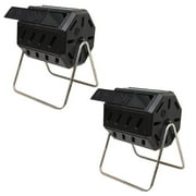 FCMP Outdoor 37Gal Elevated Dual Chamber Tumbling Garden Composter 2 Pack