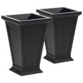 thumbnail image 1 of FCMP Outdoor Modemmo Self-Watering Planter, Casablanca Pattern, Black, Set of 2, 1 of 9