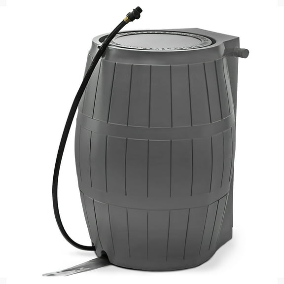 FCMP Outdoor RC4000 Raincatcher 50 Gallon Rain Catcher Barrel, Grey