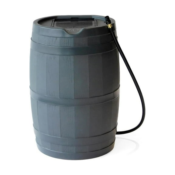 FCMP Outdoor RC45 45 Gal Outdoor Rain Water Catcher Barrel Container, Grey