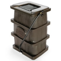 FCMP Outdoor WG4000 45 Gallon Wood Grain Rain Water Catcher Barrel, Brown