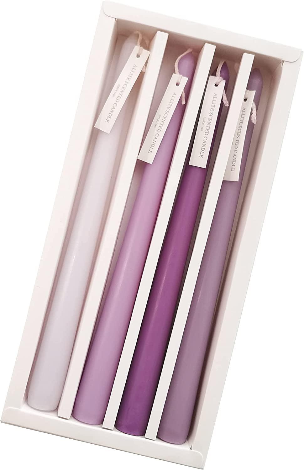 FCMSHAMD Long 10'' Lavender Scented Taper Candles Soy Wax (Dripless