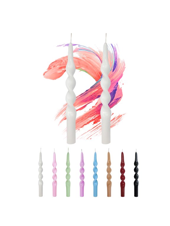 10 inch White Spiral Taper Candles Sticks for Dinner Home Decoration Unscented Dripless Smokeless Pack of 2