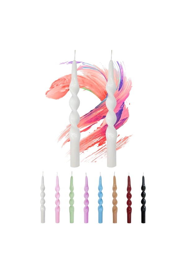 10 inch White Spiral Taper Candles Sticks for Dinner Home Decoration Unscented Dripless Smokeless Pack of 2