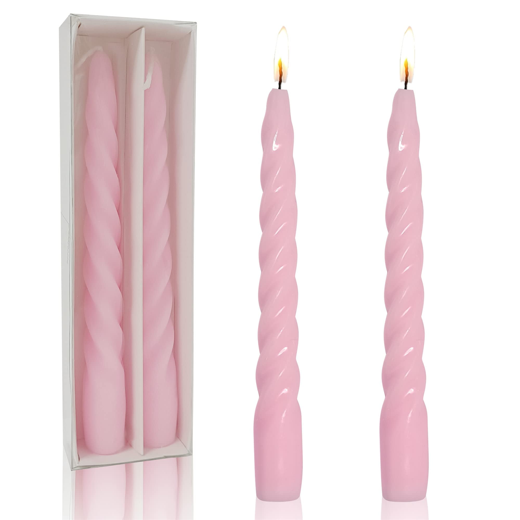 FCMSHAMD 7.3'' Pink Taper Candles Unscented Dripless(2 Pack)