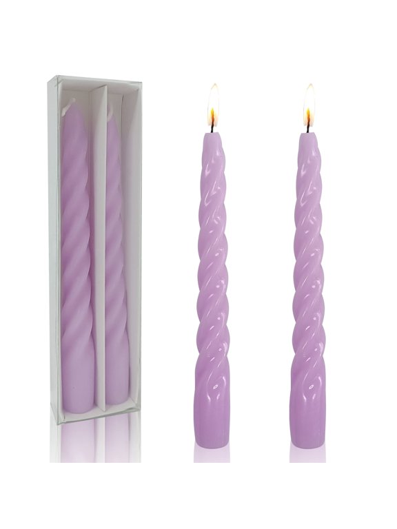 7.3'' Purple Taper Candles -Spiral Dripless(2 Pack)