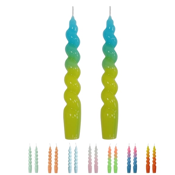 FCMSHAMD 7.3 inch Green Handmade Taper Candles Sticks for Dinner Table Decor Dripless Unscented Pack of 2