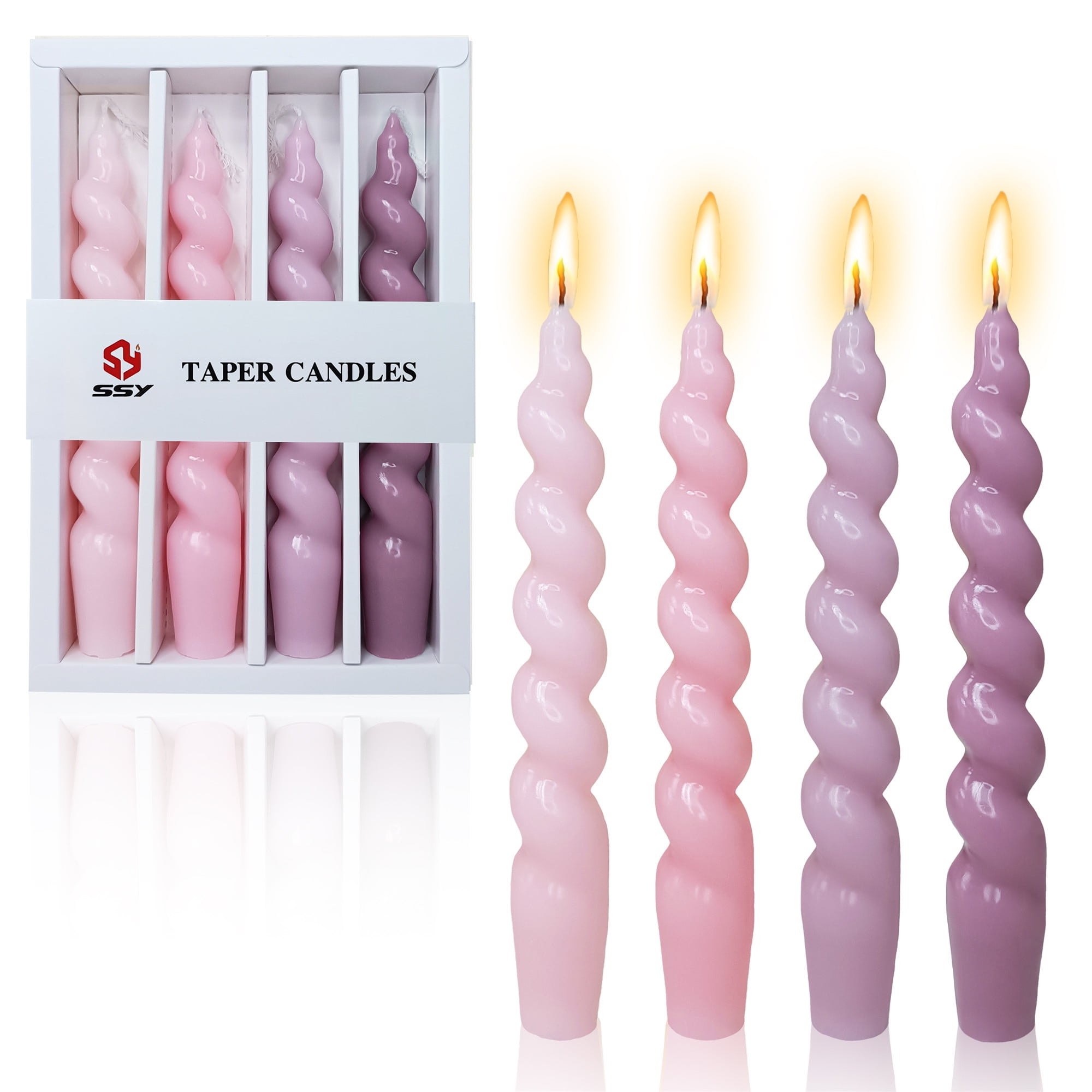 FCMSHAMD 7.5 Inch Spiral Taper Candles Set of 4 Burn Time 6 H Unscented