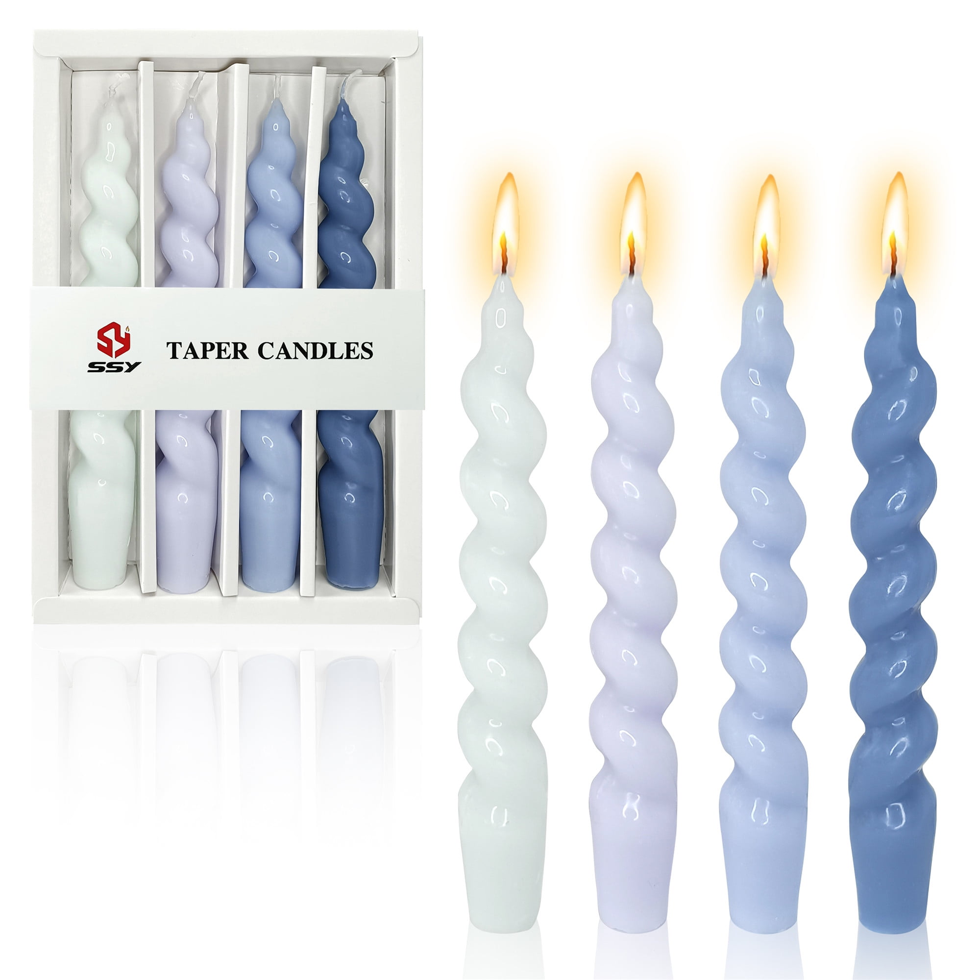 FCMSHAMD 7.5 Inch Spiral Taper Candles Set of 4 Burn Time 6 H Unscented