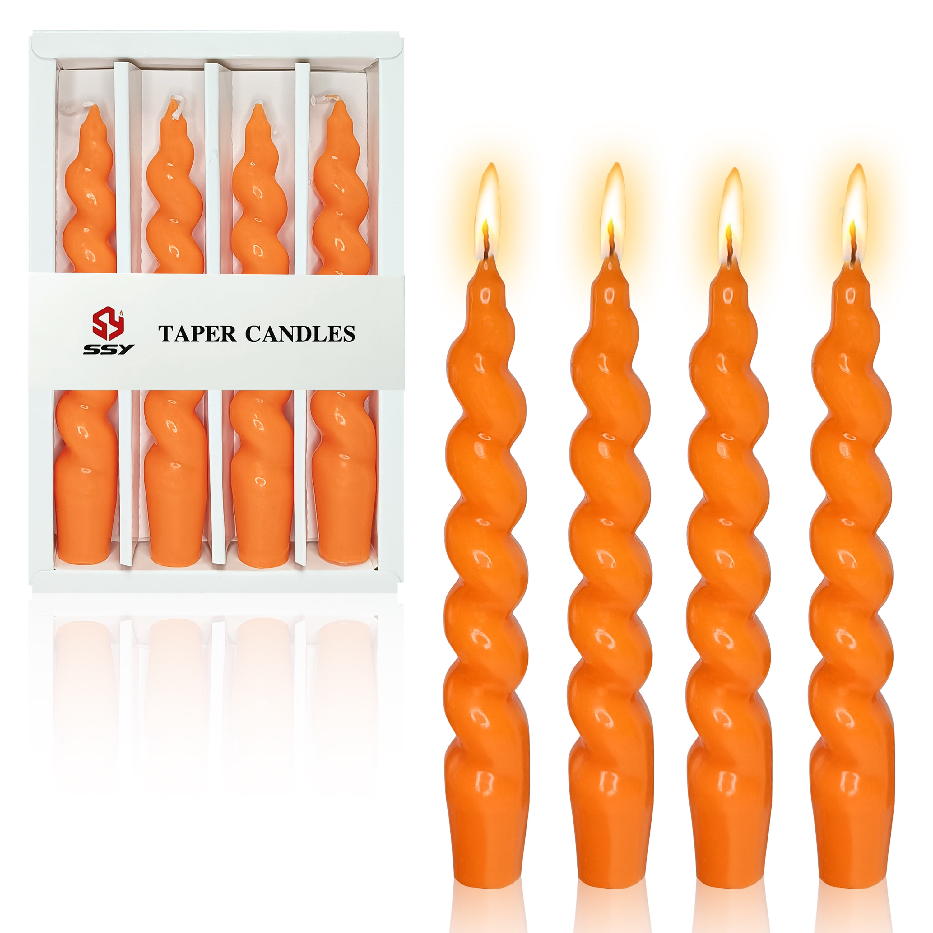 FCMSHAMD 7.5 Inch Spiral Taper Candles Set of 4 Burn Time 6 H Unscented
