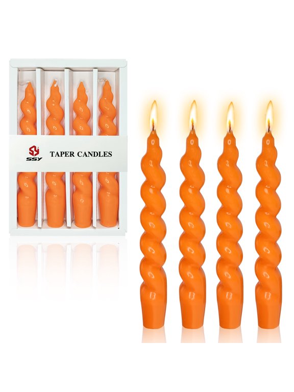 7.5 Inch Spiral Taper Candles Set of 4 Burn Time 6 H Unscented Smokeless for Wedding Dinner Decoration Candle Sticks