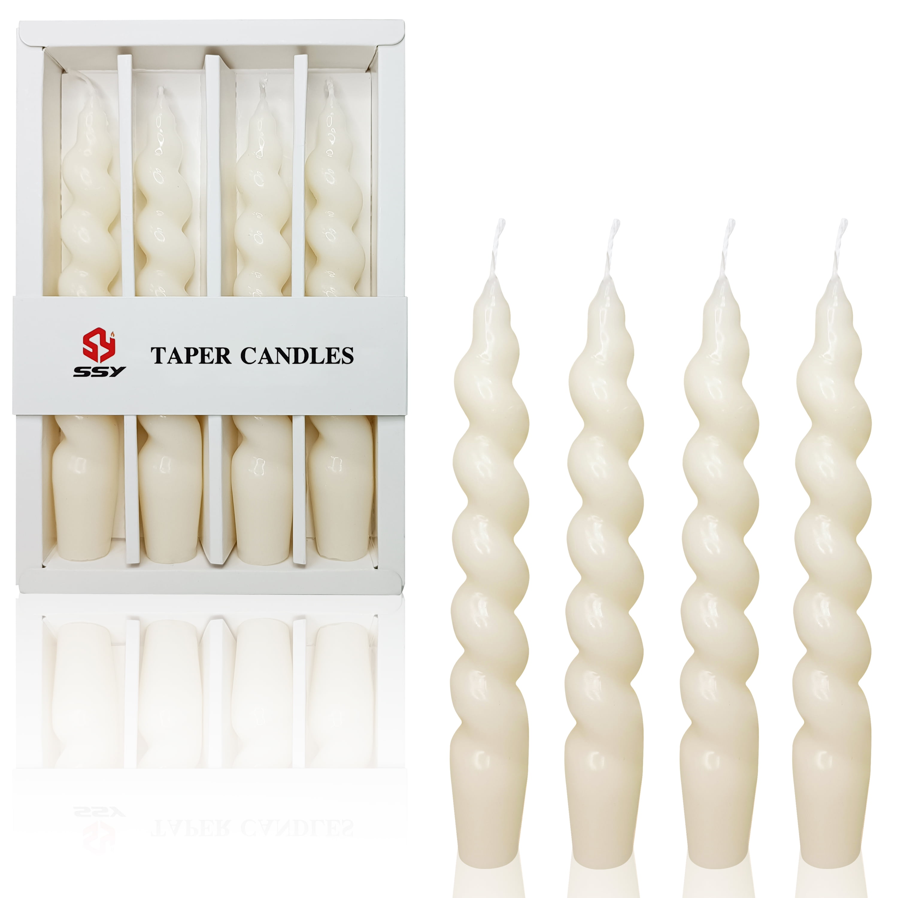 FCMSHAMD 7.5 Inch Spiral Taper Candles Set of 4 Burn Time 6 H Unscented