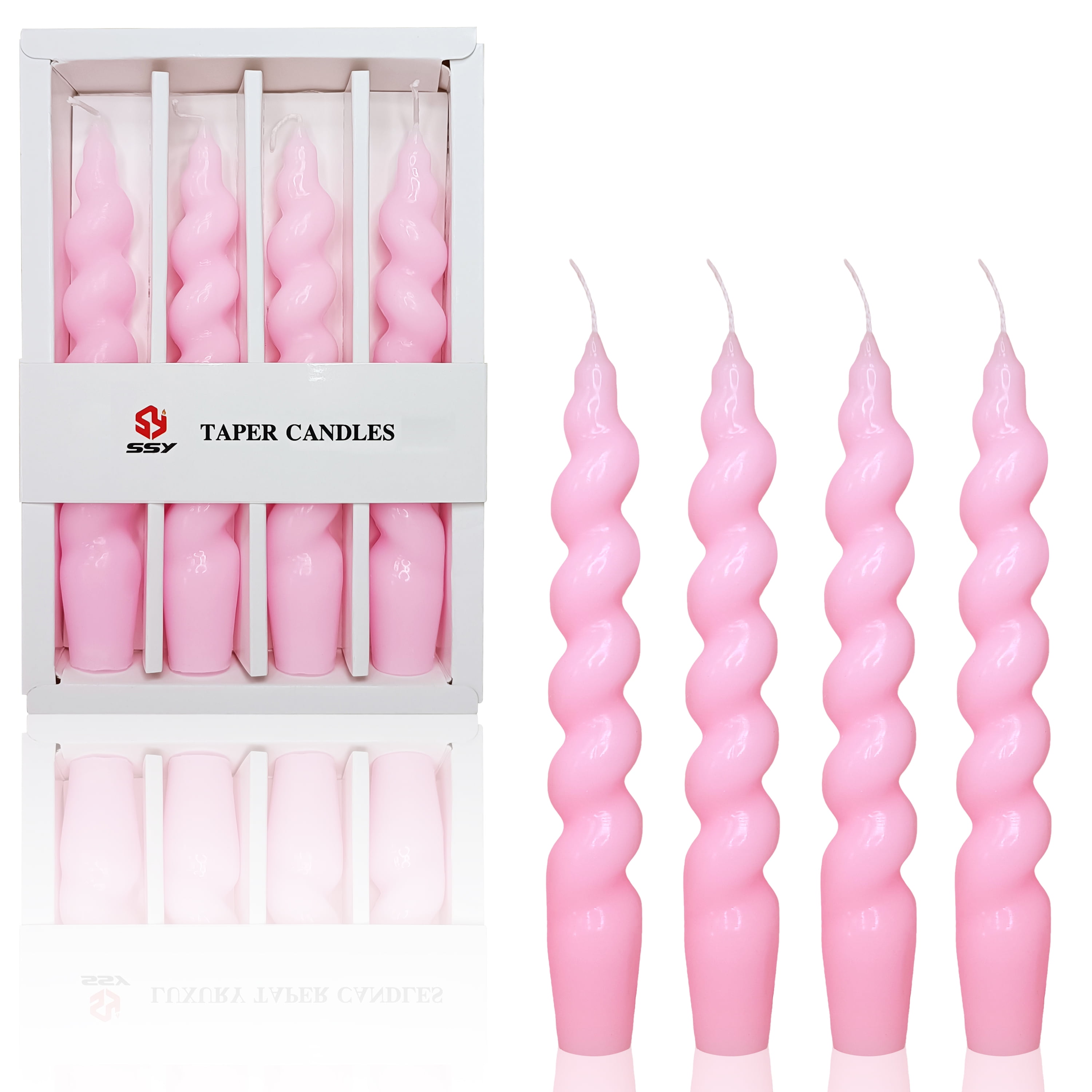 FCMSHAMD 7.5 Inch Spiral Taper Candles Set of 4 Burn Time 6 H Unscented