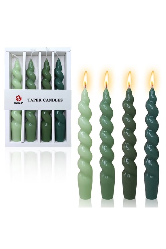 7.5 Inch Spiral Taper Candles Set of 4 Burn Time 6 H Unscented Smokeless for Wedding Dinner Decoration Candle Sticks
