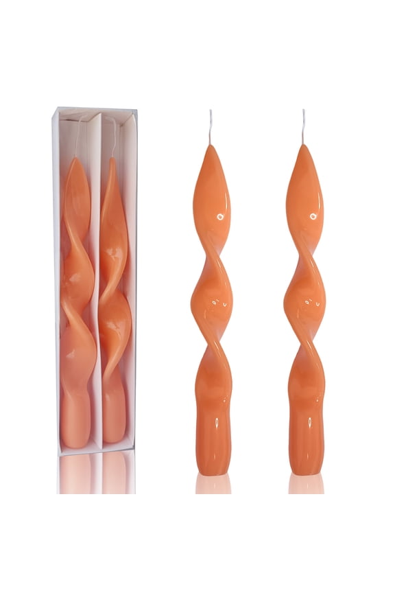 8.8'' Orange Taper Candles - Unscented Dripless 2 Pack