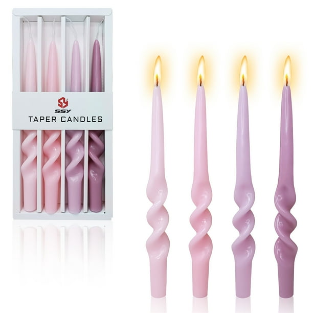 FCMSHAMD 9.3 Inch Spiral Taper Candles Set of 4 Burn Time 6 H Unscented