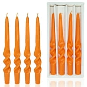 FCMSHAMD 9.3 Inch Spiral Taper Candles Set of 4 Burn Time 6 H Unscented Smokeless for Wedding Dinner Decoration Candle Sticks